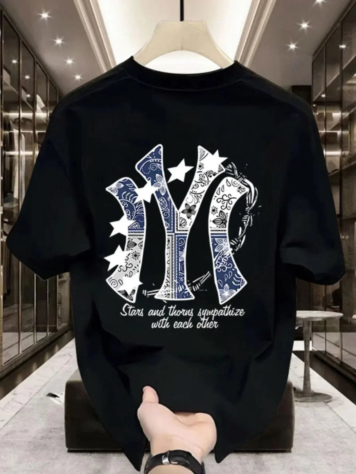 Men's clothes Summer 100% cotton fashion letter print T-shirt Casual outdoor street trend short sleeves loose and breathable