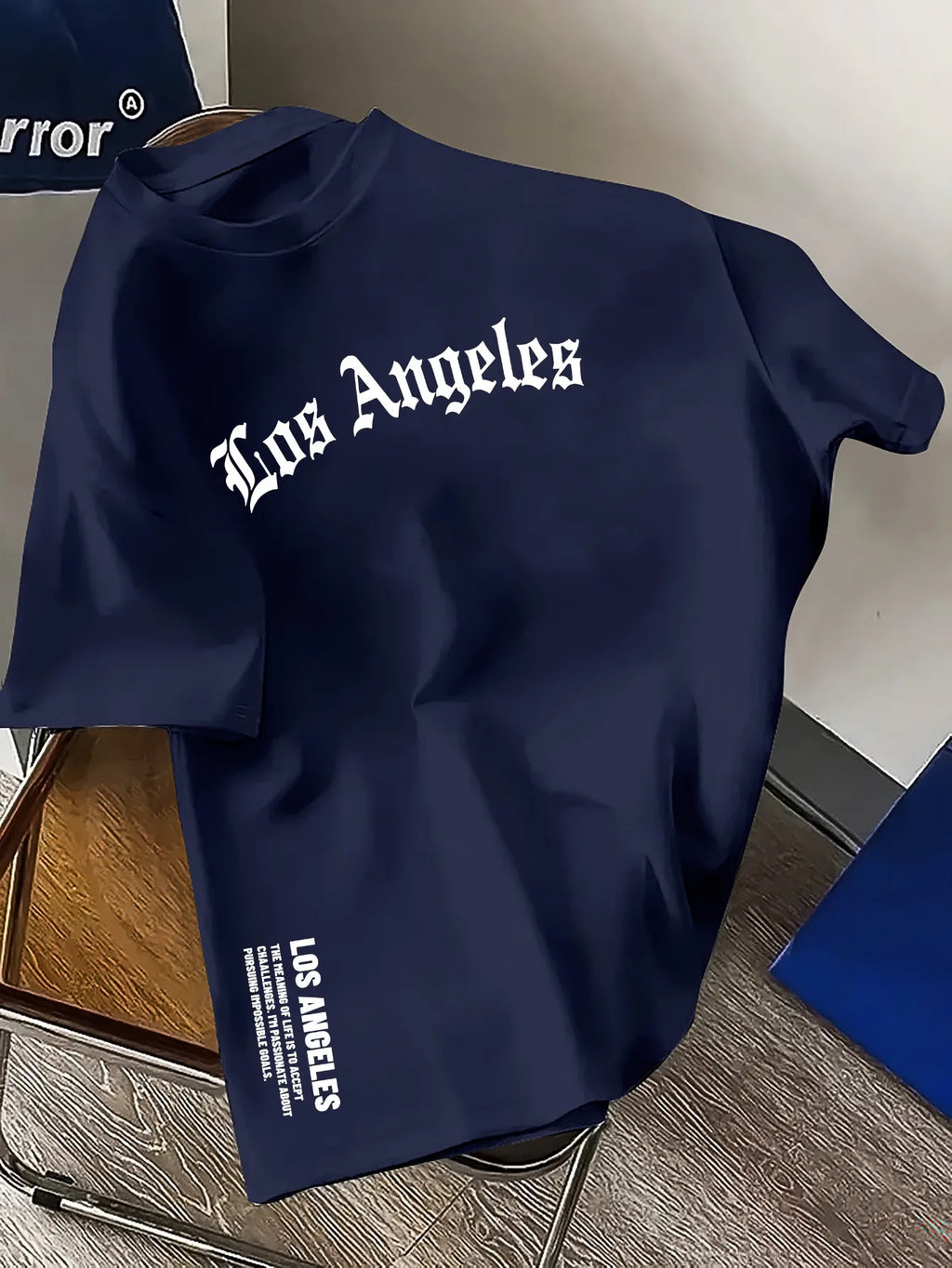 Men's Summer 100% Cotton Fashion Los Angeles Letter Printed Loose Large Casual Comfortable Round Neck Short Sleeve T-shirt Top